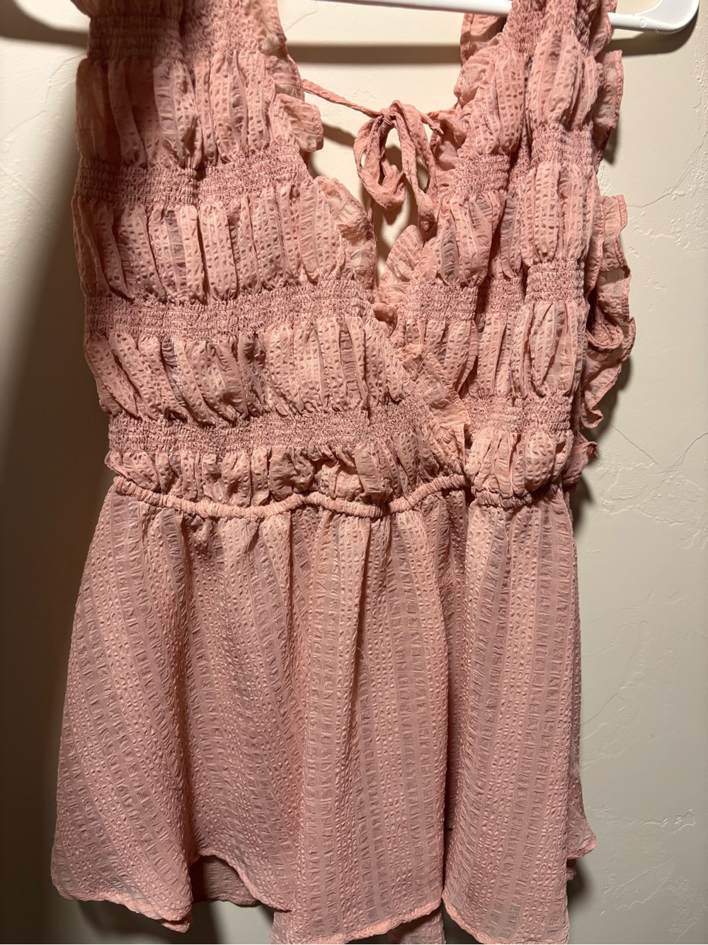 torrid Dusty Blush Ruffle Smocked Peplum Tank